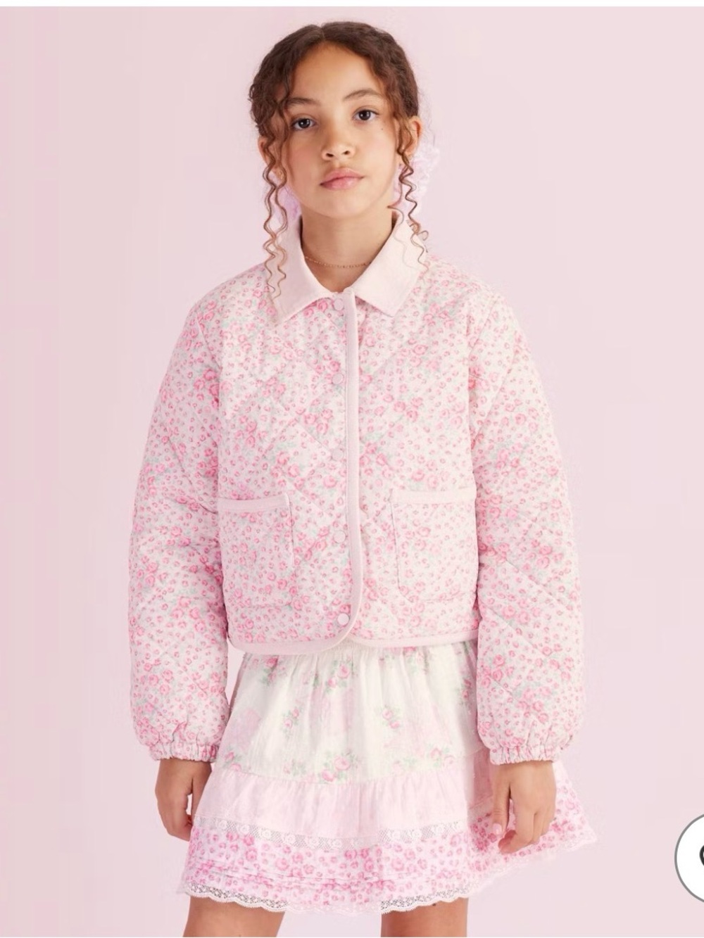 NWT LoveShackFancy Girls Charlotte Roseheart Quilted Barn Jacket -M